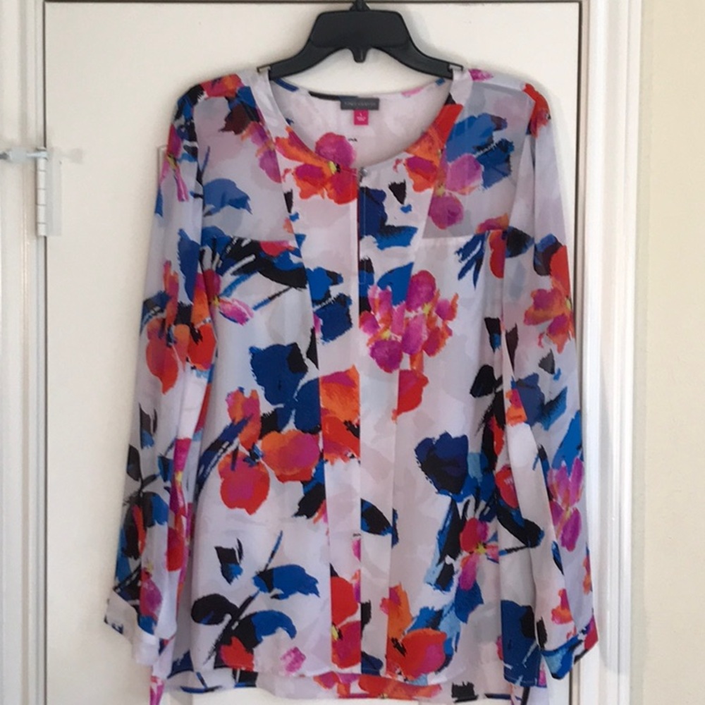 Vince Camuto Floral Split V-neck Tunic - Size Large